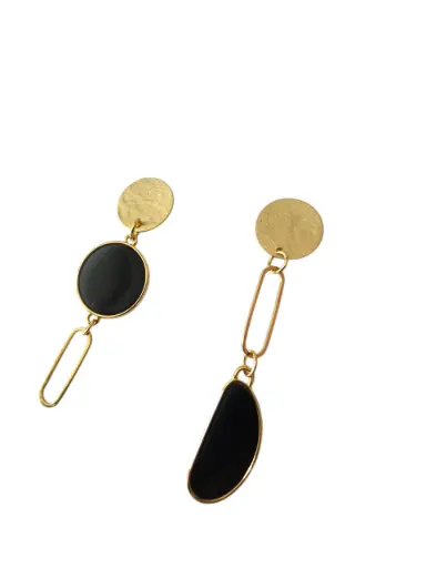 Boucles asymétriques doré/noir
