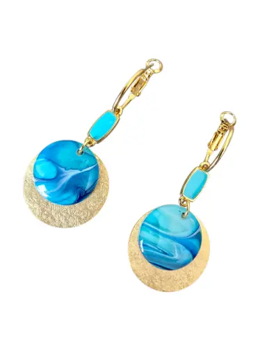 Boucles créoles dorées turquoises